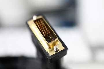 Male dvi connector with golden pins