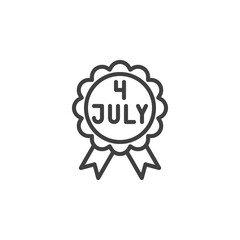 Fourth of July label line icon. linear style sign for mobile concept and web design. American independence day badge outline vector icon. Symbol, logo illustration. Vector graphics