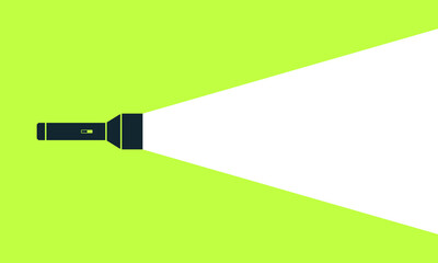 Flashlight silhouette on a green background. Find or search for a design concept. Used as a banner design, announcement, message. Vector illustration eps 10