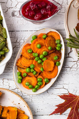 Glazed roasted carrot with peas