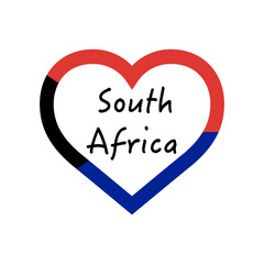 South Africa flag in heart. I love my country. sign. Stock vector illustration isolated on white background.