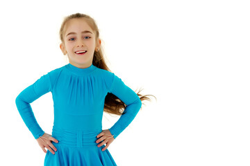 Beautiful little girl laughing.Isolated on white background.