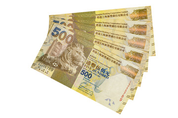Five hundred Hong Kong money bank notes.