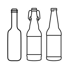 Beer bottles icon design, Pub alcohol bar brewery drink ale and lager theme Vector illustration
