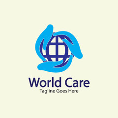 World Care Logo Template Design Vector, Emblem, Design Concept, Creative Symbol, Icon.