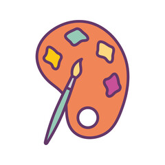 Paint palette and brush line and fill style icon design, Art creativity tool instrument painter draw school abstract and work theme Vector illustration