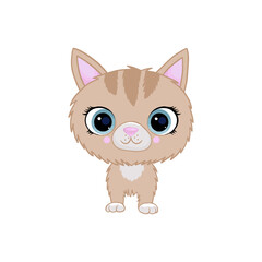 cute cat illustration vector for kids print tee with big eyes, head