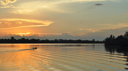 sunset over the river