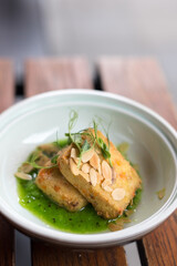 Fried Tofu with Almond and Green Sauce