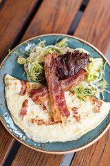Bacon Omelette with Salad Greens