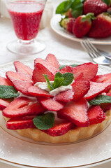 Homemade Fresh Strawberry Tartlet with Whipped Cream
