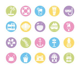 bundle of summer vacations set icons