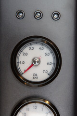 Close up detail of oil pressure gauge