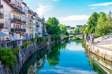view of the river in the city of Ljublana