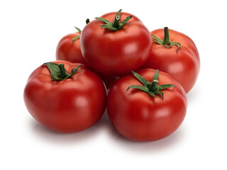 Pyramid combined from five ripe tomatoes