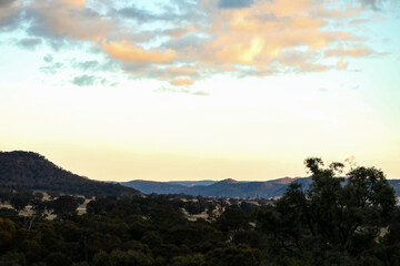Mountain range with cloudy sky