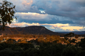 Mountain range with cloudy sky