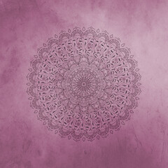 Pink vintage greeting card with Mandala. Great for invitation, flyer, menu, brochure, postcard, wallpaper, decoration, or any desired idea.