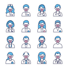 group of people and doctors wearing medical masks