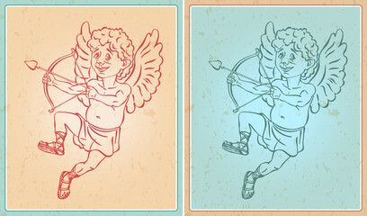 Cheerful cupid, Angel, Vector illustration