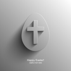 Obraz premium Easter card in the shape of an egg with the image of a Christian cross, Easter background