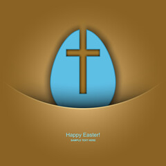 Obraz premium Easter card in the shape of an egg with the image of a Christian cross, Easter background