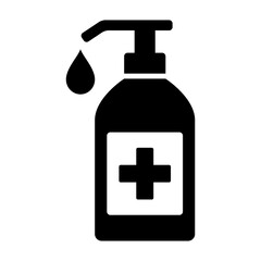 Sanitize or sanitizer bottle with disinfectant soap flat vector icon for medical apps and websites