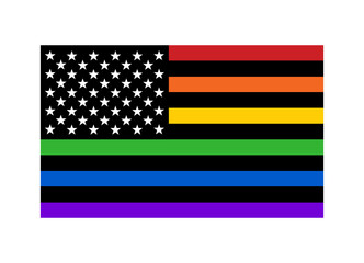 American pride rainbow flag with stars and stripes flat vector icon for LGBT apps, websites and print