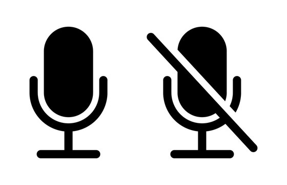 Mute and unmute audio microphone flat vector icons for video apps and websites