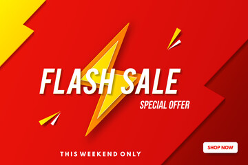 Flash sale banner template design. Abstract sale banner. Promotional banner design. Vector illustration