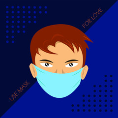 Use mask for love concept vector