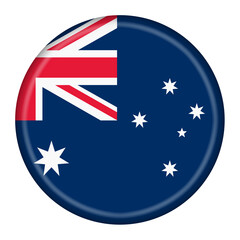 Australia button isolated on white with clipping path