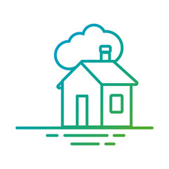 house front facade with cloud gradient style icon
