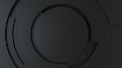 Abstract digital future concept design mock up. Circle black gray bright technology Hi-tech background. Business 3d pie chart graph for Your Documents, Reports and Presentations. 3d rendering