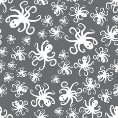 Fototapeta na wymiar Random simple octopus pattern seamless repeat background