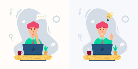 businessman are thinking and finding ideas in flat style design