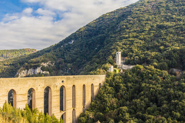 Fototapeta na wymiar Ponte delle Torri in Spoleto (Umbria, Italy)