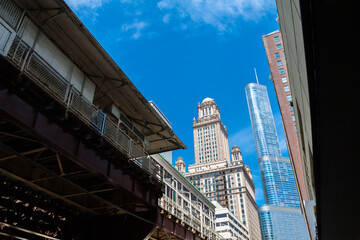 View From Under the El on LaSalle Street, Chicago, Illinois, USA