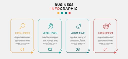 Business Infographic design template Vector with icons and 4 four options or steps. Can be used for process diagram, presentations, workflow layout, banner, flow chart, info graph