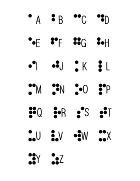 braille alphabet hand drawn, vector line illustration