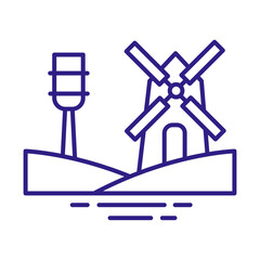 windmill building line style icon