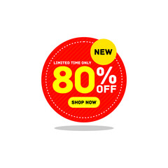 80% offer discount tag sticker circle round vector eps