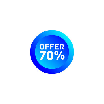 70% offer discount tag sticker circle round vector eps
