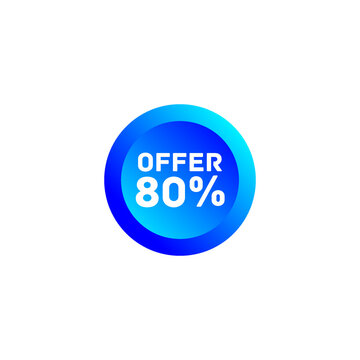 80% offer discount tag sticker circle round vector eps
