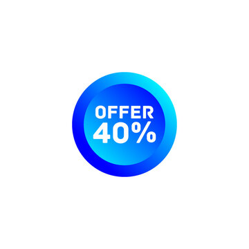40% offer discount tag sticker circle round vector eps