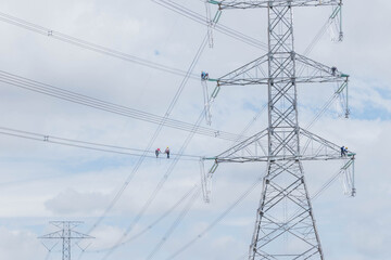 The 500Kv high voltage tower, electric wire pole pattern, the beautiful sky, and the cloud in Thailand.