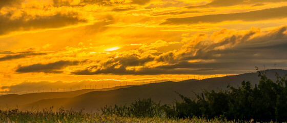 orange sunset over the mountains