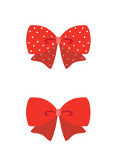 Cute red ribbons isolated on white background