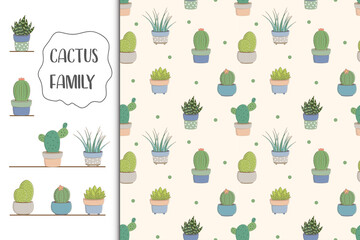 Kids baby seamless pattern with cactus concept