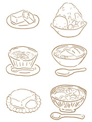 若者に人気！話題の台湾・韓国スイーツグルメ「店内スイーツセット」のイラスト